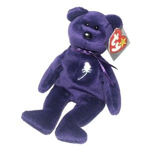 TY Beanie Baby - PRINCESS DIANA Purple Teddy Bear (1997 -RETIRED) MINT Cased